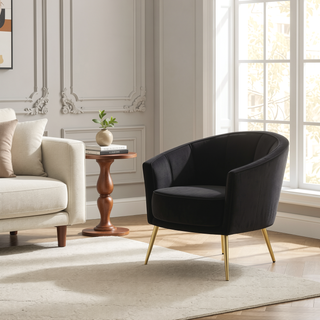 Sunvega Gold Metal and Black Velvet Tania Contemporary Glam Accent Chair
