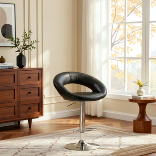 Sunvega Modern Adjustable Height Faux Leather Swivel Stools with Chrome Base Set of 2