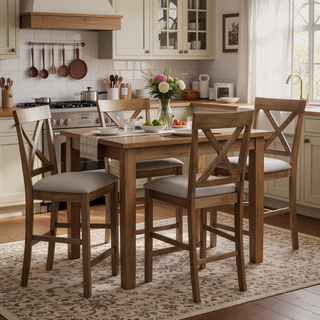 Sunvega Counter Height Dining Table with Storage Shelf in Weathered Gray Finish