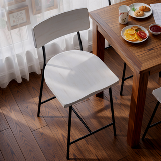 Sunvega Modern Counter Stool with Wood and Metal Frame and Saddle Shaped Seat