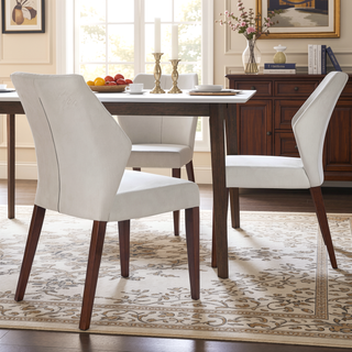 Sunvega Light Grey Polyester Blend Upholstered Fabric Dining Chair Set of 2