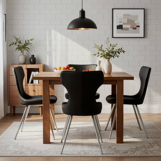 Sunvega Ultra Modern Dining Set of 2 Side Chairs with Black Velvet Upholstery