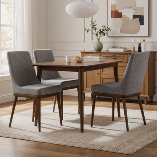 Sunvega Mid-Century Modern Dining Chair Set of 2 with Curved Back Rest