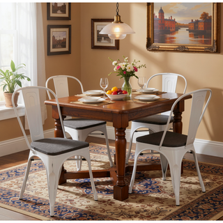 Sunvega Industrial Farmhouse Stackable Bamboo Dining Chair Set of 2