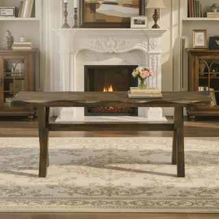 Sunvega Knotty Nutmeg Dining Bench with Worn Edges for Traditional Country Decor