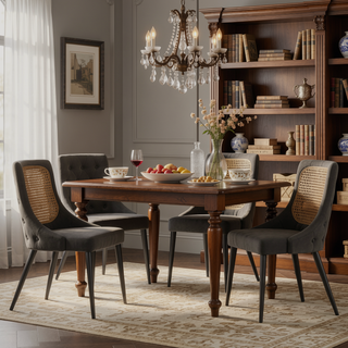Sunvega Light Grey Curved Back Side Chair Set with Cushioned Seat and Tapered Legs