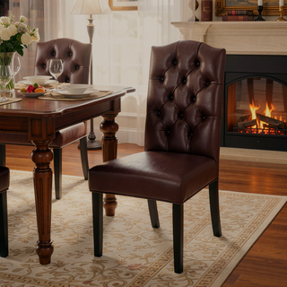 Sunvega Tufted Upholstered Dining Chairs with Tapered Legs and Diamond Stitching