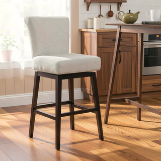 Sunvega Soft Upholstered Swivel Chair with Wooden Legs for Living Room