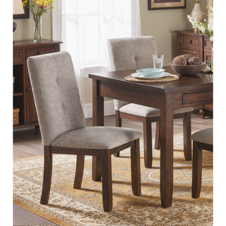 Sunvega Dark Cherry Finish Wood Frame Chenille Upholstered Dining Chairs Set of 2