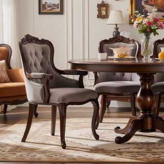 Sunvega Modern Dining Armchair with Faux Leather Upholstery and Solid Beech Wood Frame