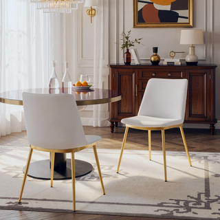 Sunvega Modern Velvet Upholstered Dining Chairs with Gold Metal Legs Set of 2