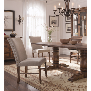 Sunvega Antique Natural Oak Dining Chair Set of 2 with Plush Padded Seat