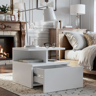 Sunvega Floating Nightstand with Large Drawer and Multiple Shelves for Storage or Decor