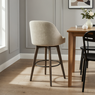 Sunvega Swivel Counter Stool with Medium High Back and Metal Ring Footrest
