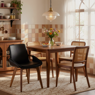 Sunvega Mid-Century Modern Cosmo Chair with Walnut Wood Legs and Faux Leather