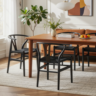 Sunvega Solid Wood Wishbone Dining Chairs Mid Century Modern for Beach House Fully Assembled