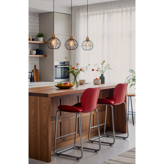 Sunvega 4-Piece White Bar Stool Set with Bucket Seats and Metal Footrest