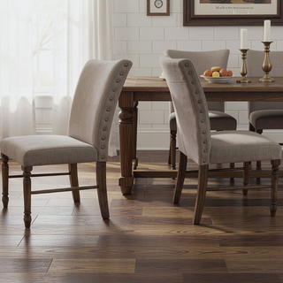 Sunvega Antique Natural Oak Dining Chair Set of 2 with Plush Padded Seat