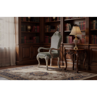 Sunvega Vintage Bone White Finish Synthetic Leather Arm Chair Set of 2