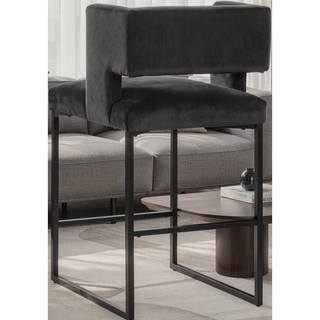 Sunvega Modern Velvet Upholstered Counter Stool Set of 2 with Gold Metal Legs
