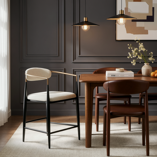 Sunvega Modern Mid-Century Upholstered Counter Stools with Padded Backrest and Seat Set of 2