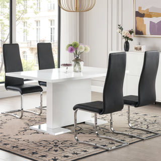 Sunvega High Back Side Chairs with Leatherette Upholstery and Chrome Legs Set of 4