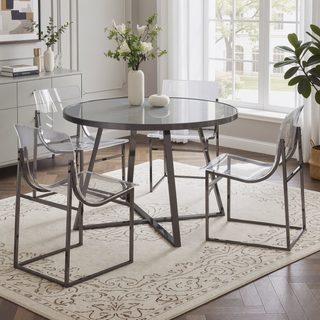 Sunvega Black Nickel Acrylic Dining Side Chair with Modern Metal Frame