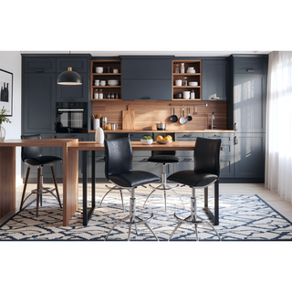 Sunvega Modern PU Swivel Adjustable Bar Stool with Chrome Metal Legs