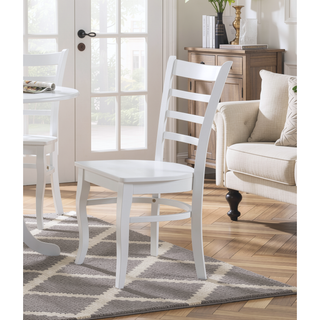 Sunvega White Finish Wooden Ladder-Back Dining Chairs Set of 2