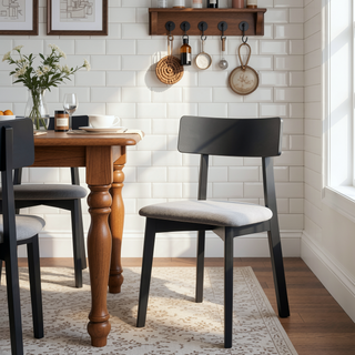 Sunvega Modern Black Finish Wooden Dining Table with Unique Shape Tabletop