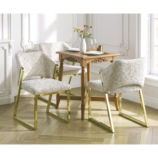 Sunvega Teddy Sherpa Side Chair with Mirrored Gold Finish and Padded Seat