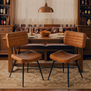 Sunvega Tufted Side Chairs with Goat Leather Upholstery and Padded Cushions