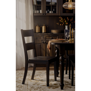 Sunvega Solid Acacia Wood Armless Side Chair with Scooped Seat and Ladder-back