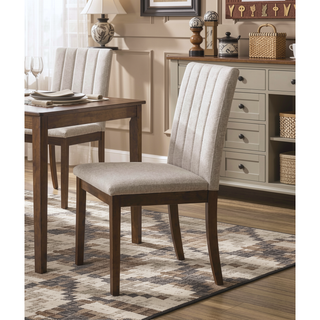 Sunvega Contemporary Wooden Dining Chairs with Beige Fabric Upholstered Seat and Back
