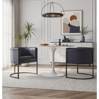 Sunvega Modern Faux Leather Upholstered Dining Chair with Geometric Metal Frame