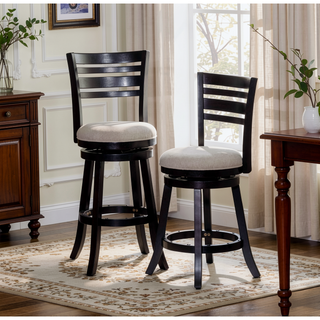 Sunvega Espresso Finish Bar Height Swivel Stool with Charcoal Fabric Seat