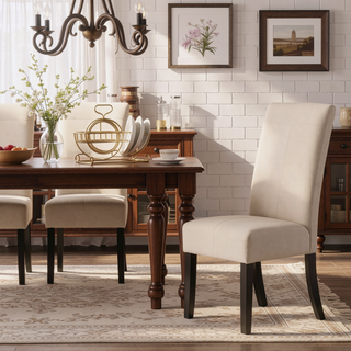 Sunvega Modern Upholstered Dining Chair with T-Stitch Design and Wood Legs