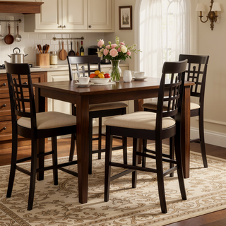 Sunvega Upholstered Counter Height Stools in Beige and Cappuccino Set of 2