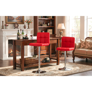 Sunvega Adjustable Hydraulic Swivel Bar Stool Set of 2 with Faux Leather Seat