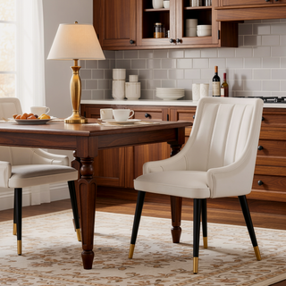 Sunvega Modern Light Gray Dining Chair with Velvet Upholstery and Gold Tips