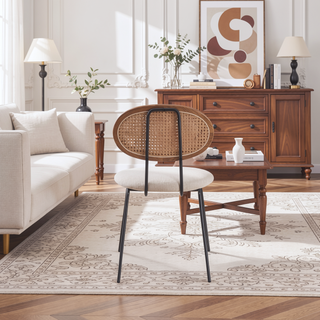 Sunvega Modern Industry Chic Cane Dining Chair Set of 2 for Dining Room