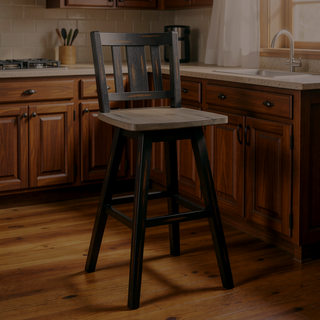Sunvega Solid Rubberwood Counter Height Dining Table with Distressed Gray Finish