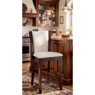 Sunvega Contemporary Dark Cherry Brown Leatherette Cushion Side Chairs Set Of 2
