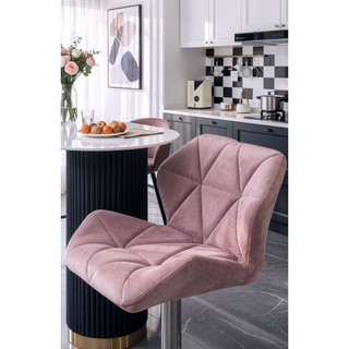 Sunvega Velvet Diamond Tufted Swivel Adjustable Height Barstool Set of 2 Gray
