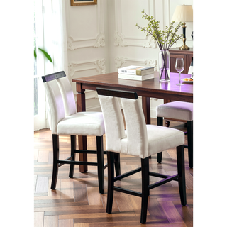 Sunvega Set of 2 Black and White Leatherette Padded Side Chairs with Slit Back