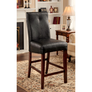 Sunvega Transitional Brown Cherry Leatherette Cushion Seat Counter Height Chairs