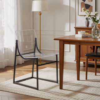 Sunvega Black Nickel Acrylic Dining Side Chair with Modern Metal Frame