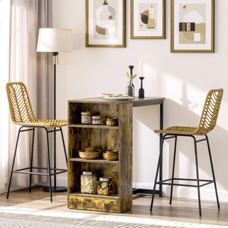 Sunvega Boho Kitchen Island Bar Stools Set of 2 with Breathable Wicker Seat and Back