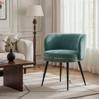 Sunvega Modern Velvet Upholstered Dining Chair with Gold Ring Seat for Dining Room