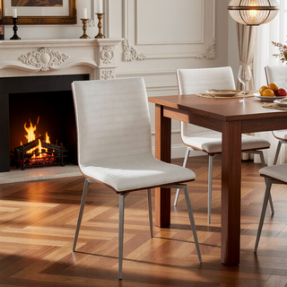 Sunvega Contemporary Swivel Dining Accent Chair with Walnut Wood Back and Cream Fabric